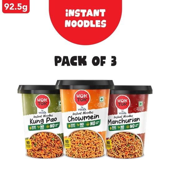 Instant Cup Noodles Manchurian| Kung Pao| Chowmein | Made with no Palm Oil| No Maida | No Added MSG 277.5g (Pack of 3)