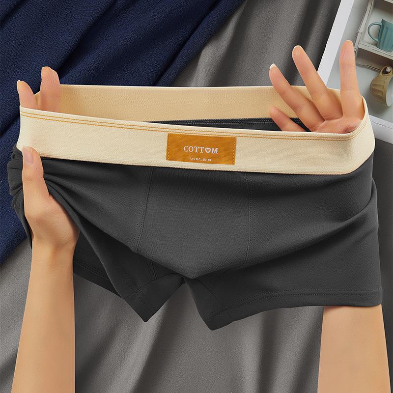 Men's Solid Color Cotton Boxer Briefs - Comfortable, Breathable, Mid-Waist Sports Shorts
