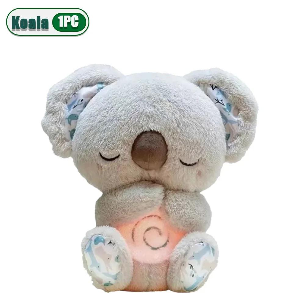 Baby Sound Machine Soothe Snuggle Breathing Otter Koala Sleep Plush Pillows Toy with Music Lights for Newborn Hanging Toy Gift