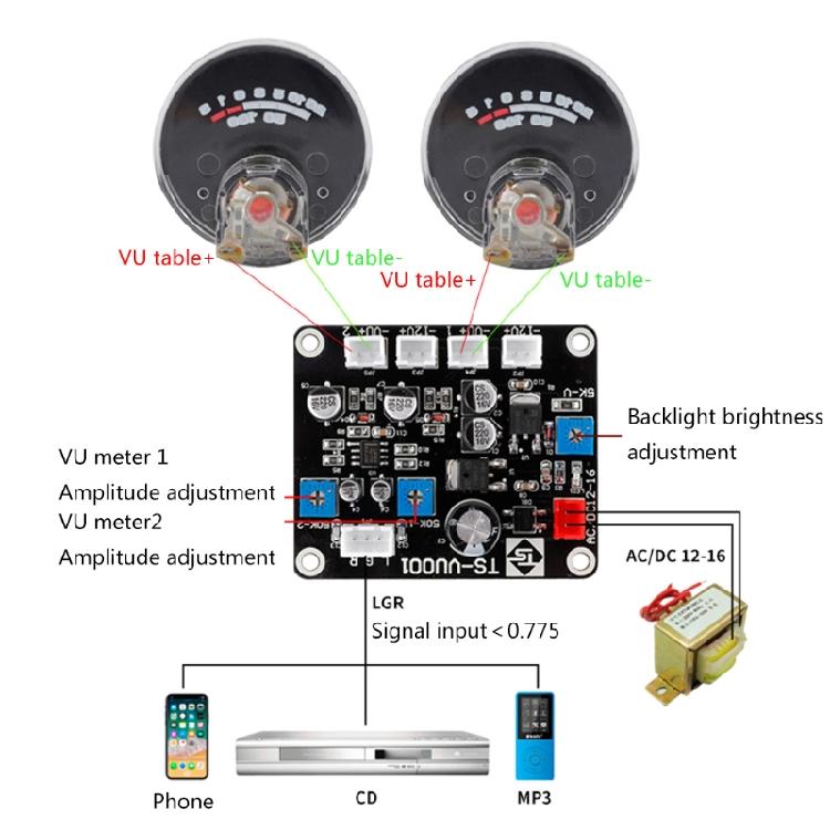 VU-Meter mit hoher Empfindlichkeit Mini Kleines VU-Meter Aufnahme Audiopegel