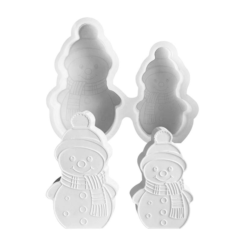 Silicone Molds For Christmas Epoxy Resin Art Craft Mold Non-Stick 2 Cavities Snowman Mold Multifunctional Ornament Silicone Mold