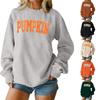 Dame Rund Hals Trykte Topper Bomull Casual Mote Langermet Pullover Topp Bluse
