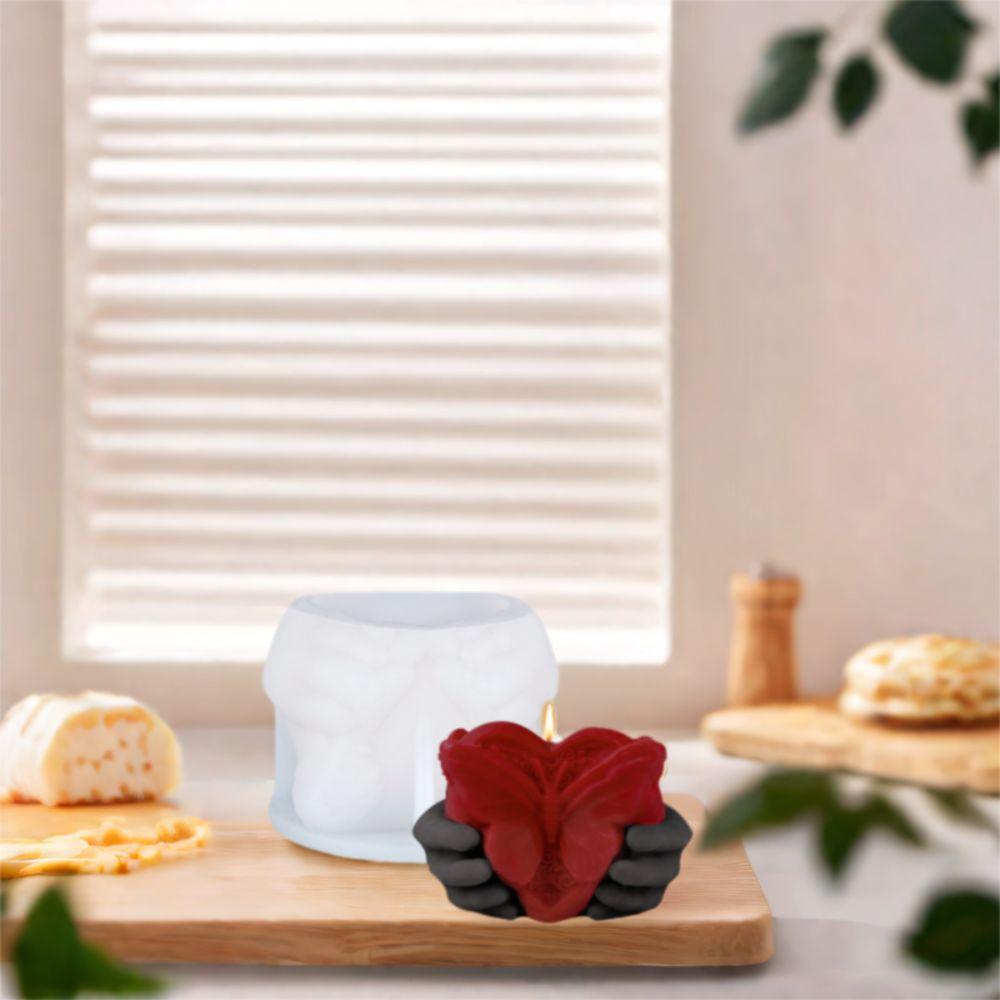Reusable Hand Holding Heart Mold Silicone DIY Soap Mold Handmade Love Candle Mold  DIY Craft