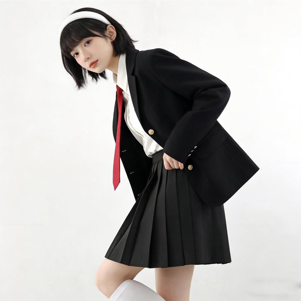 High School Girl Uniform Cosplay Student Uniform JK Uniform Set Headband Blazer Skirt School Fashion Graduation Suit Anime Halloween Cosplay Event