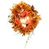 Halloween Wreath, Spooky Pumpkin Design, Autumn Leaves, Light Effects, Plastic