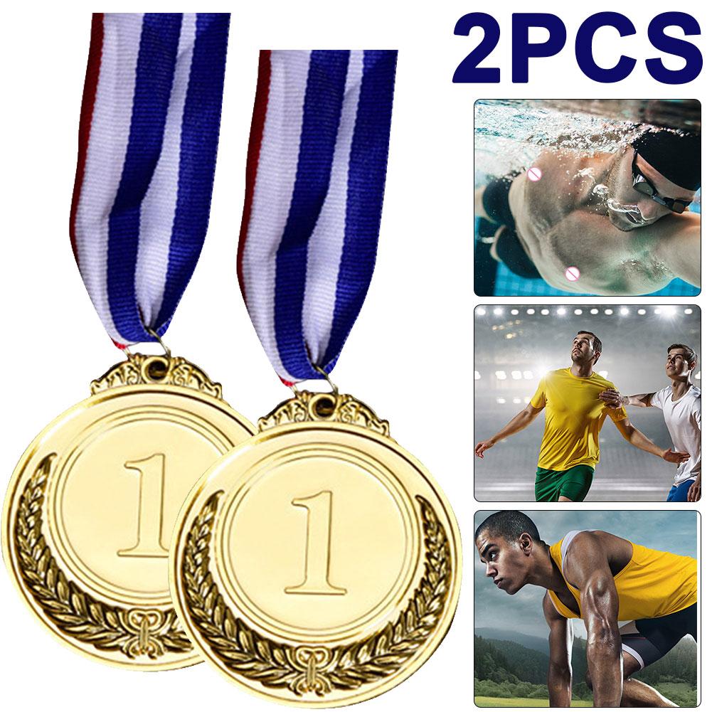 2Pcs Award Medal Gold Silver Bronze Prizes Award Medal Supplies (1) China Mainland