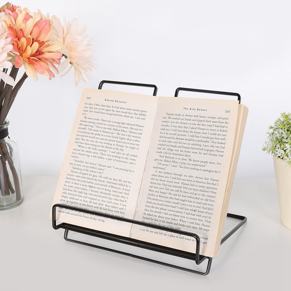 Iron Innovative Tabletop Book Shelf Rack Holder Tablet Computer Stand Home Decoration (Black)
