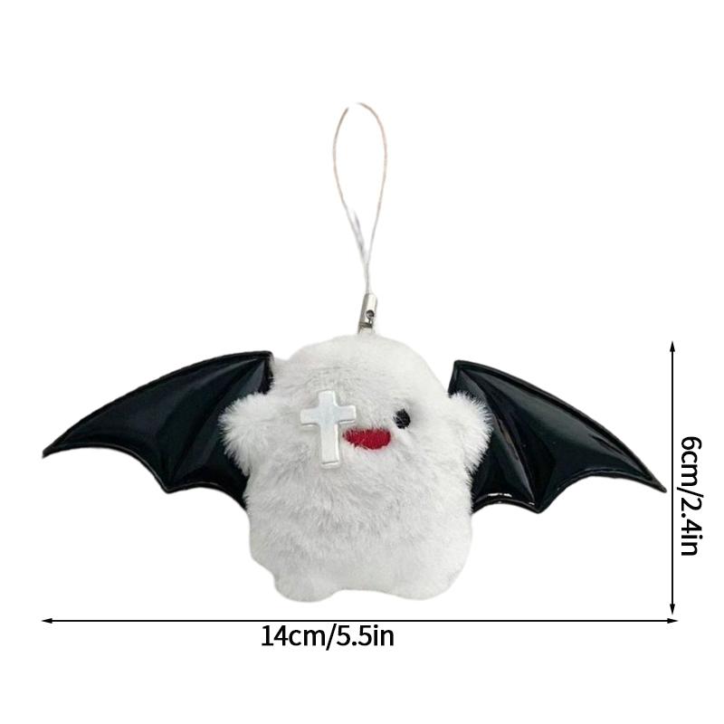 Kawaii Plush Ghost Keychain Cute Animation Bat Spooky Keychain Accessories Couple Keyring Bag Charms Car Key Ring Present For Friends