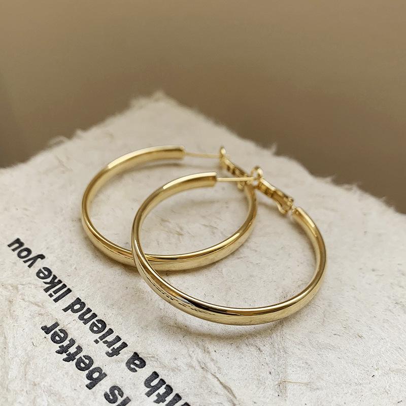 Stylish Silver Needle Round Hoop Earrings: Simple, Fashionable, Versatile, with a Light Luxury Feel