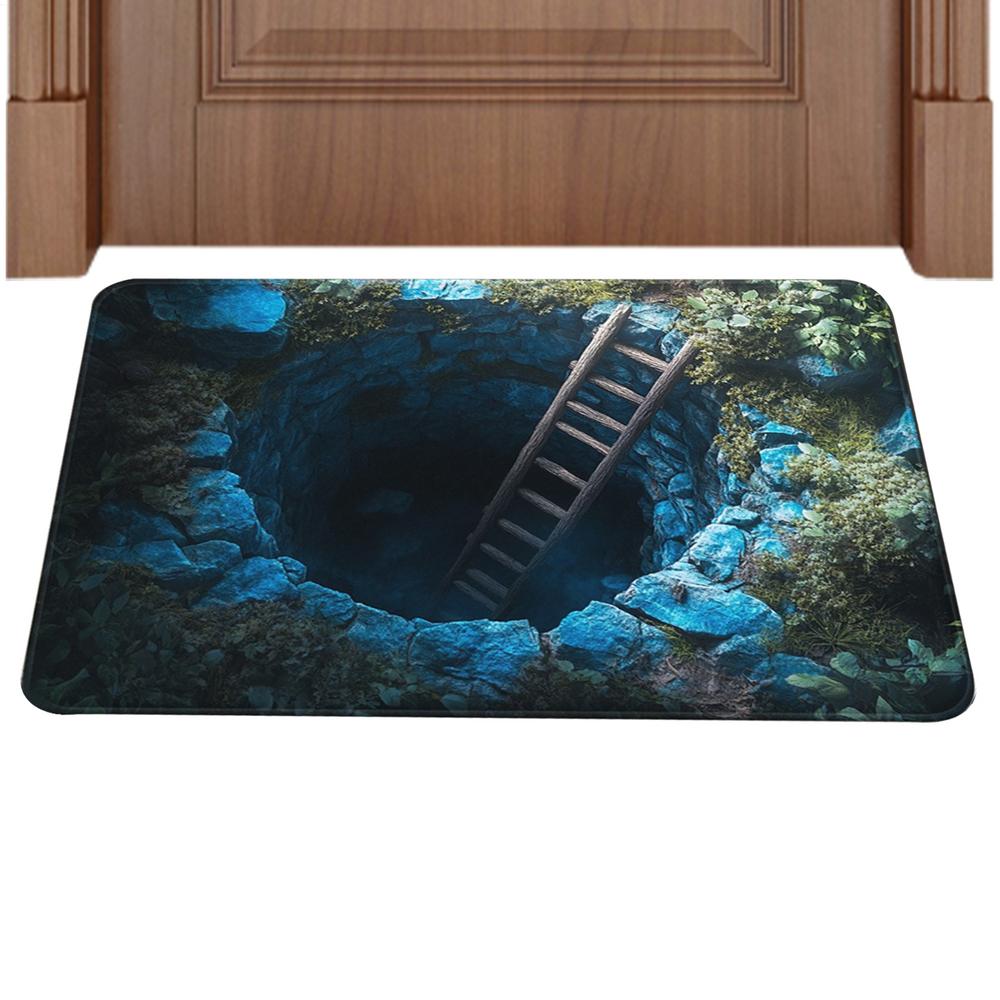 3D Optical Illusion Rug Non-slip Trap Doormat 3D Decorative Rug For Entrance Kitchen Bathroom Indoor Halloween Porch Decorations