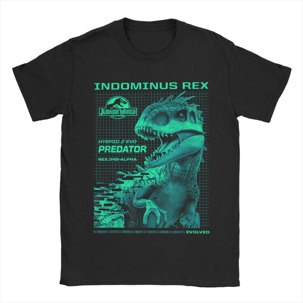 Jurassic World Indominus Rex Grün Schema T-Shirts für Herren Lustiges T-Shirt Rundhals T-Shirts Kurzarm Kleidung Übergröße