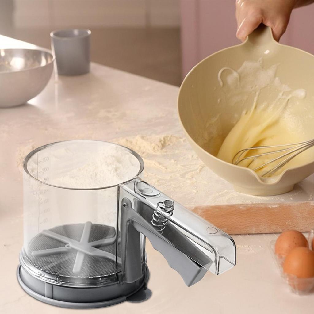 Ruční poloautomatické síto na mouku s jemným okem, pekařské síto, speciální kuchyňský filtr, síto na prášek, průhledné síto na mouku