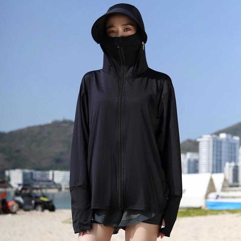 Women's UPF 50+ Detachable Large Brim Sun Protection Jacket - Ice Silk, Breathable, Spring/Summer Sunscreen Clothing