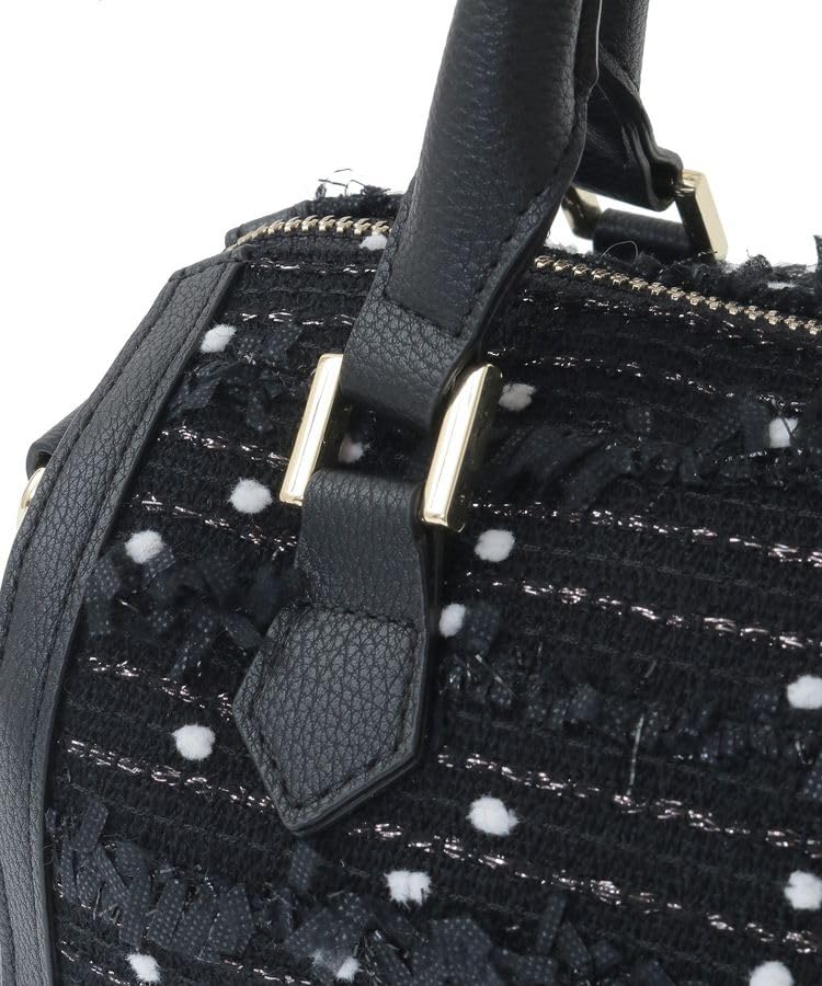 Maison de FLEUR LINTON Tweed Mini Boston Black 2-Way Bag, Women's,