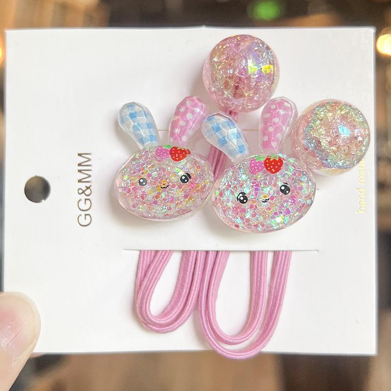 Kristallkaninchen Doppelköpfiges Gummiband Kinderwickel Langes Haarseil Koreanische Version Funkelndes elastisches hochwertiges Kopfseil