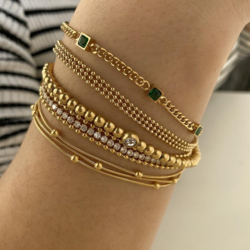 Fashionable Stainless Steel Plated Multi Layer Stackable Bracelet Elegant Versatile Jewelry for Women