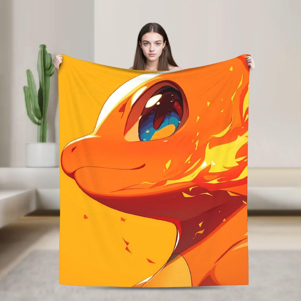 Bulbasaur Giant Flower Manga Plush Blanket Children Flannel Throw Blanket For Outdoor Super Soft Customized Bedspread Gift