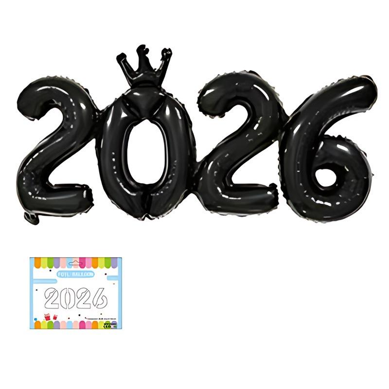 2026 New Year Crown Foil Balloon Shiny Aluminum Film Number Balloon For New Years Eve Party Decorations And Celebration