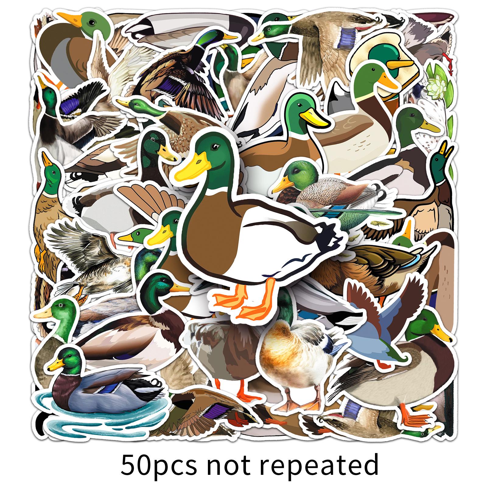 

50pcs Cartoon Green-headed Duck Stickers: Waterproof Decoration for Fridge, Computer, Water Bottle, and Notebook.