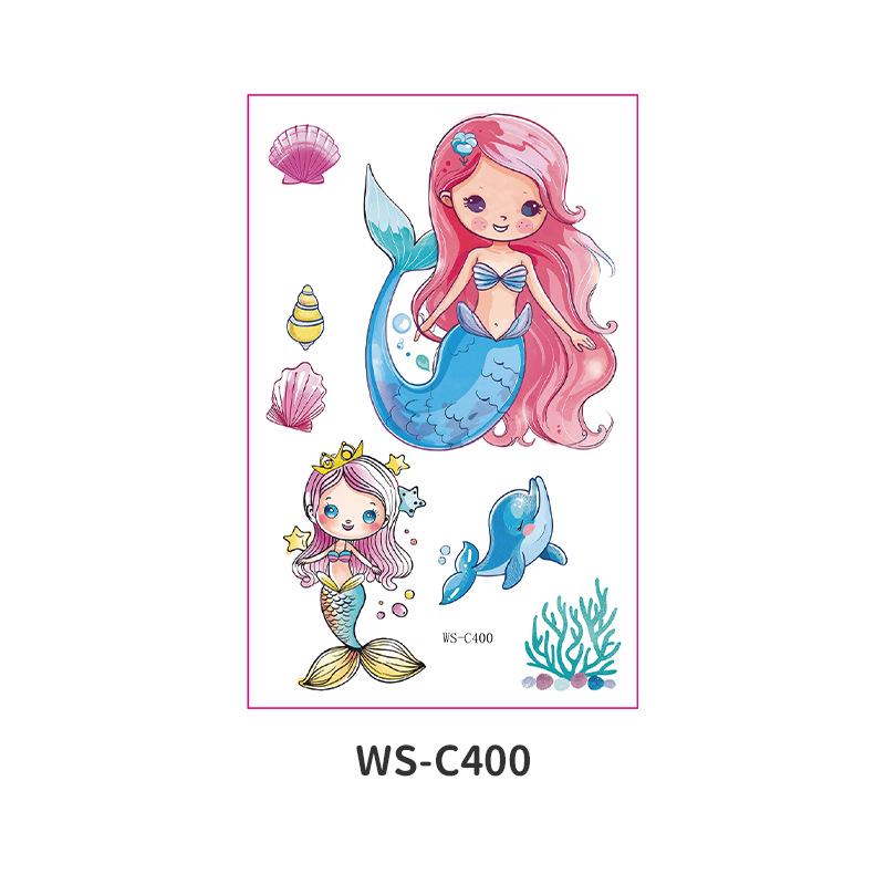 Waterproof Cartoon Princess Tattoo Set - Mermaid Theme for Kids