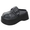 Denim big head muffin shoes women's 2024 summer retro belt buckle thick bottom cool slippers women's bag head half slippers