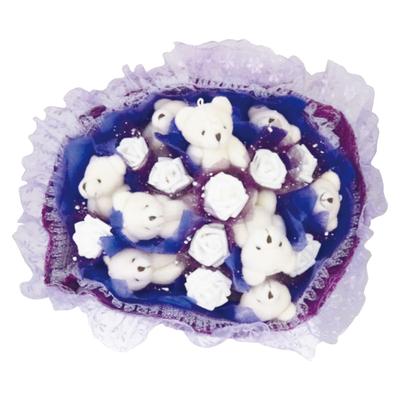 Q-FLA Plüschstrauß, Süßer Bärenstrauß, Weiß, Perfektes Muttertagsgeschenk, B-45