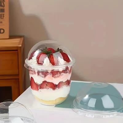 50 יחידות כוסות פודינג חד פעמיות עם מכסים קופסאות פלסטיק גלידה מוס קינוח פיקניק מסיבה אריזה כוסות קינוח עם מכסה