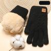 Knit Gloves Winter Women Double Layer Fleece Lined Thick Cold Proof Warm Cycling Outdoor Touchscreen Gloves