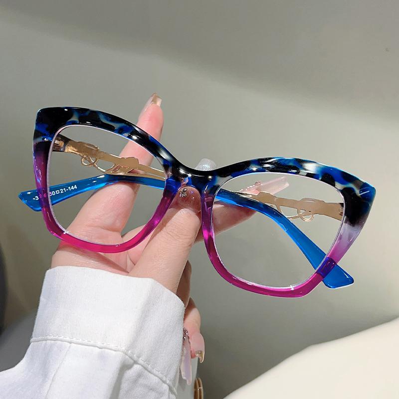 Oversize Cat Eye Glasses Women Fashion Multi-color Blue Light Blocking Optical Frames Trendy Stylish Design Decor Eyewear
