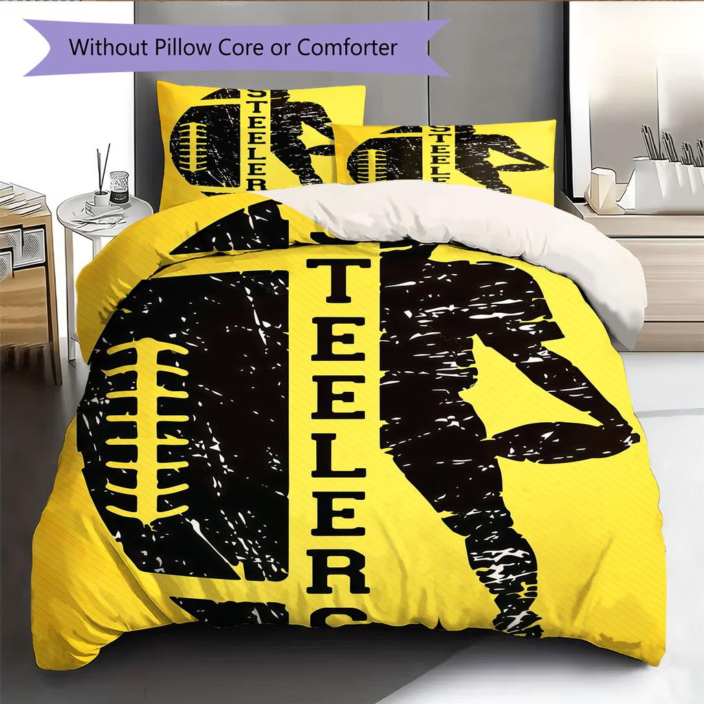 Pittsburgh Steelers Pattern Bedding Home Decoration Birthday Gift ( 1 Duvet Cover + 2 Pillowcase, Without Core),fan Merchandise.