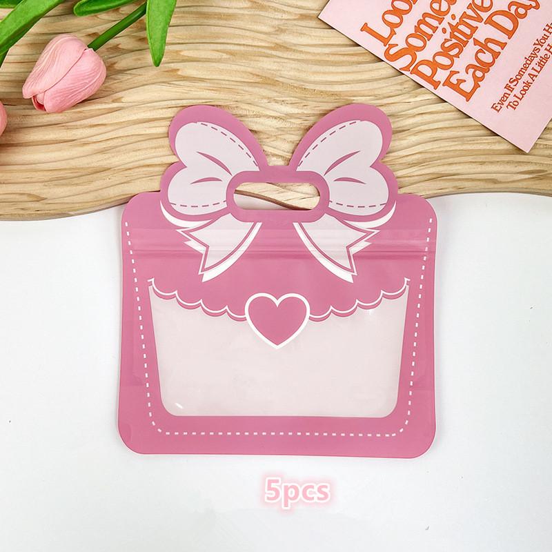 5 Pcs Candy Snack Packaging Bag Cute Bow Creative Party Favor Gift Bags Food Grade Self-Lock Zipper Sealed Bag Kid Birthday Gift