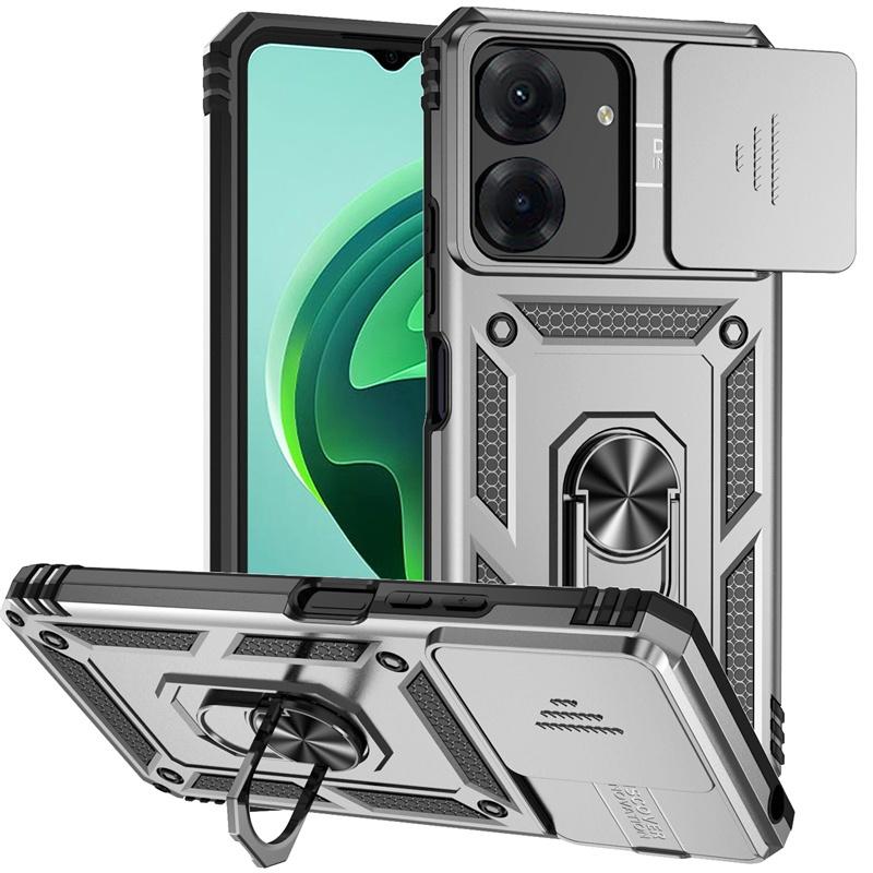 Funda For Xiaomi Redmi 13C 4G Case Car Magnetic Holder Ring Armor Back Cover Redmi13C Redmy 13C 13 C C13 4G Lens Protector Cover