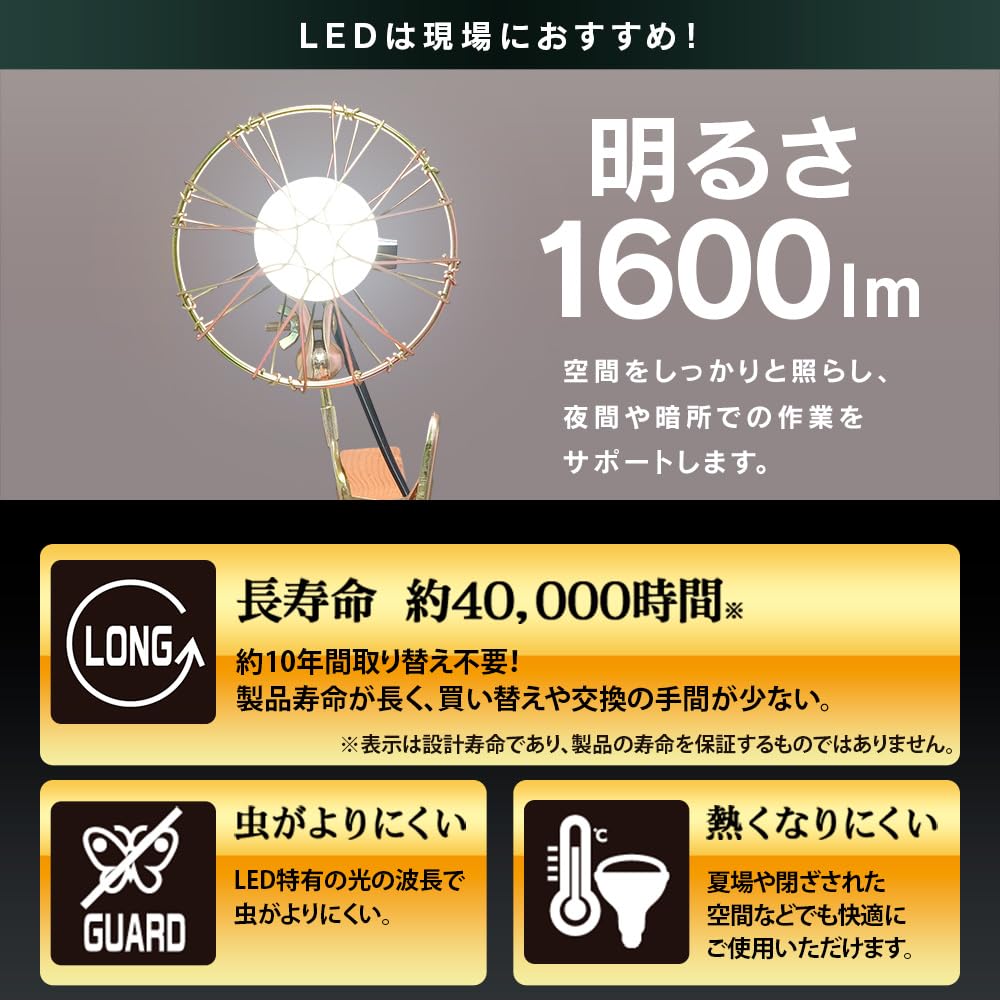 Iris Ohyama LED Clip Light for Indoor Use [1600lm] Small Clip Light LED ILW-24GC4