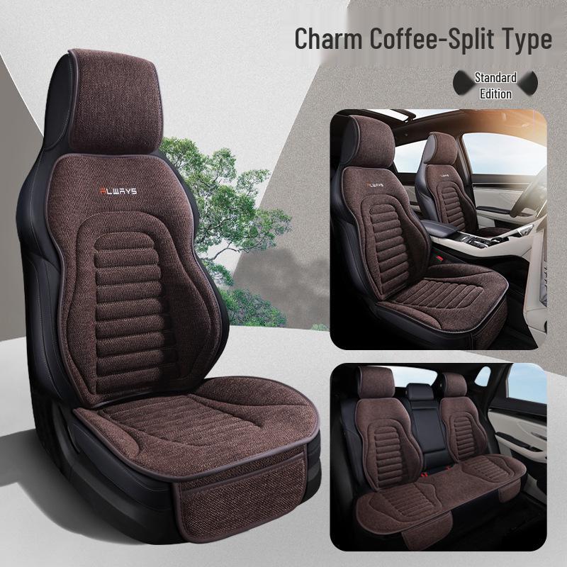 Universelles Vier-Jahreszeiten Leinen Autositzkissen - Atmungsaktiv, Halbumschließende Satteldecke für den Sommer