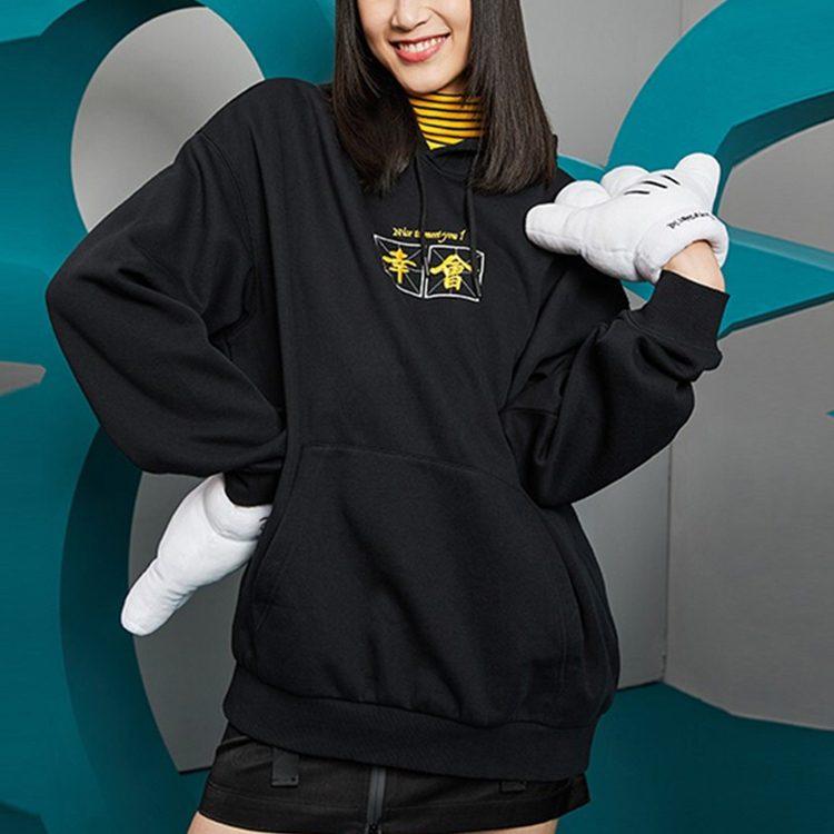 Li Ning X Disney Sweatshirts Unisex Black Hooded Moderate Regular AWDQB74-3