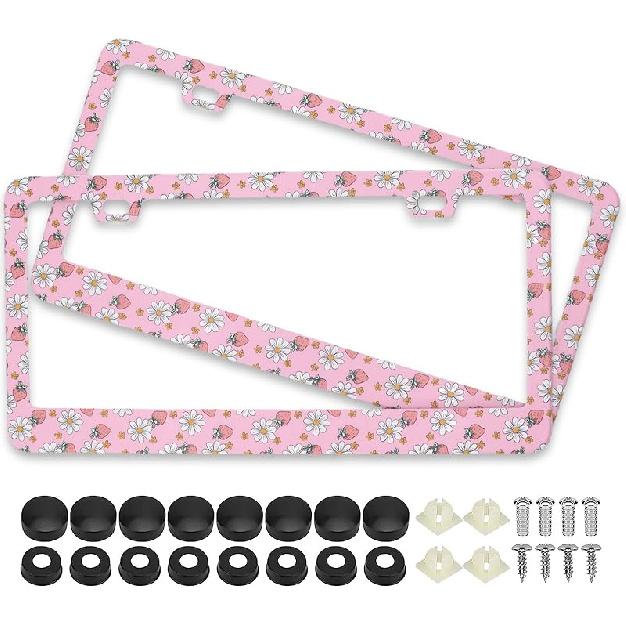 Splicing Skull Ghost Bat License Plate Frames, 2 Pack Halloween Horror Car Plate Frame, Stainless Steel License Plate Holders Covers With Free Screws