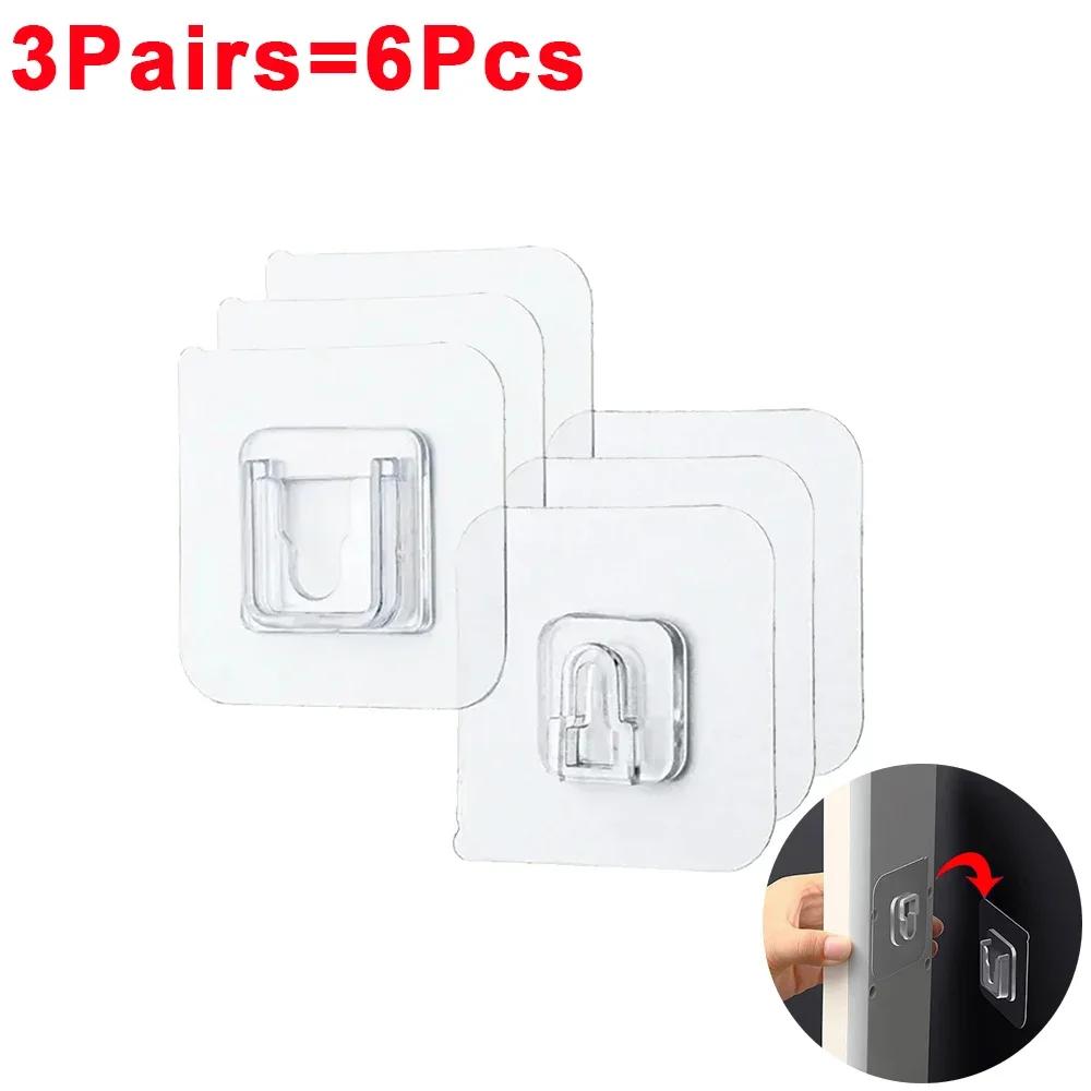 30/2 Stück Doppelseitige Klebehaken Transparent Aufbewahrungshaken für Badezimmer Küche Büro Stecker Steckdose Saugnapf Wandhalter