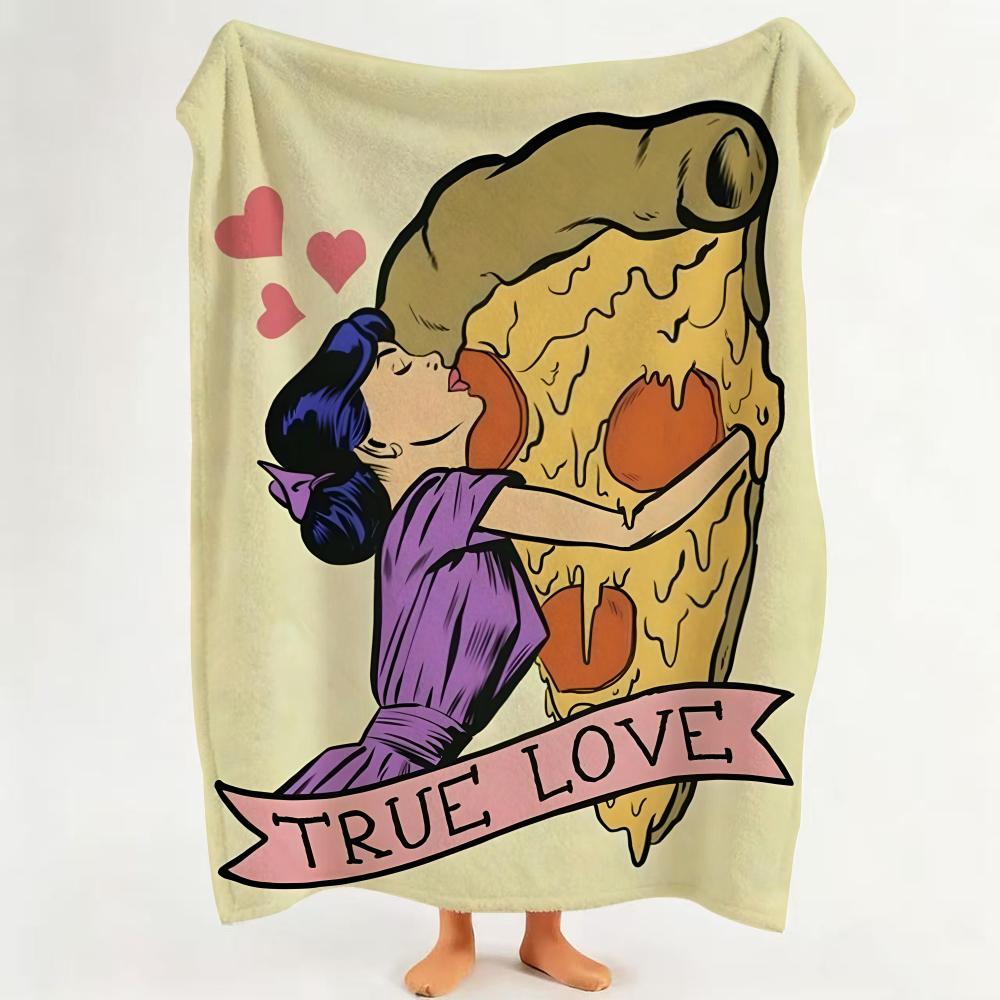 Food H Hamburger P Pizza Throw Flannel Throw Blanket Suitable for Sofa Living Room Bedroom