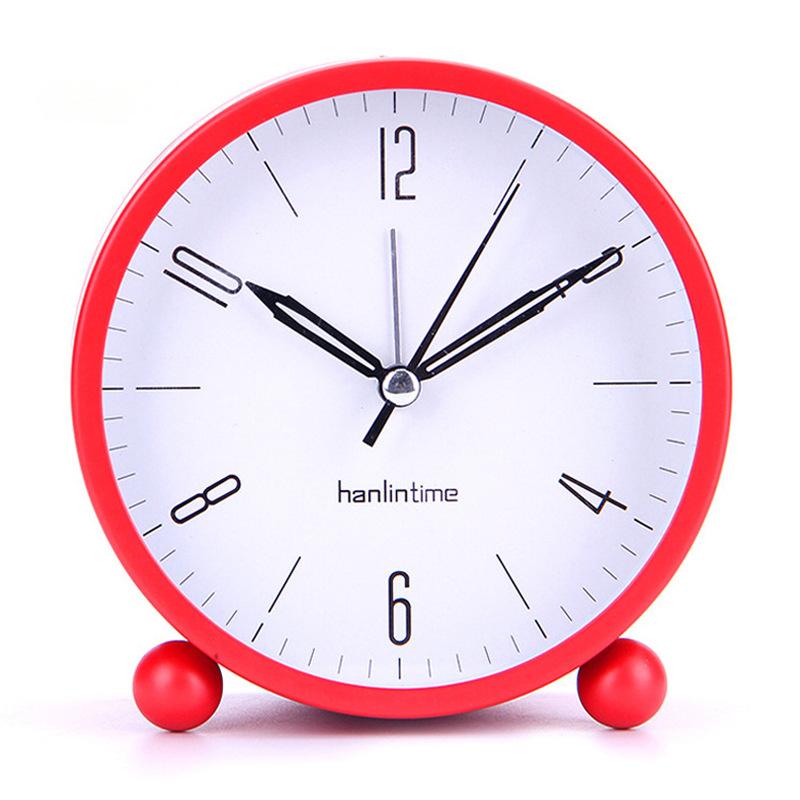 

4-inch Metal Alarm Digital Round Table Clock with Silent Seconds and Night Light. Stylish, Modern, and Minimalist Design. red