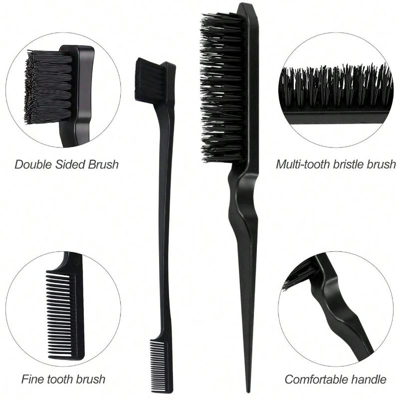 3pcs/set Hairdressing Tools Including Teasing Brush, Dip Dye Brush, Pointed Tail Comb, Eyebrow Brush, Great For Diy Hairstyles