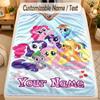 Flannel BlanketMy Little Pony Custom Name Text Personalized Soft Warm Throw Blanket Home Decor Gift