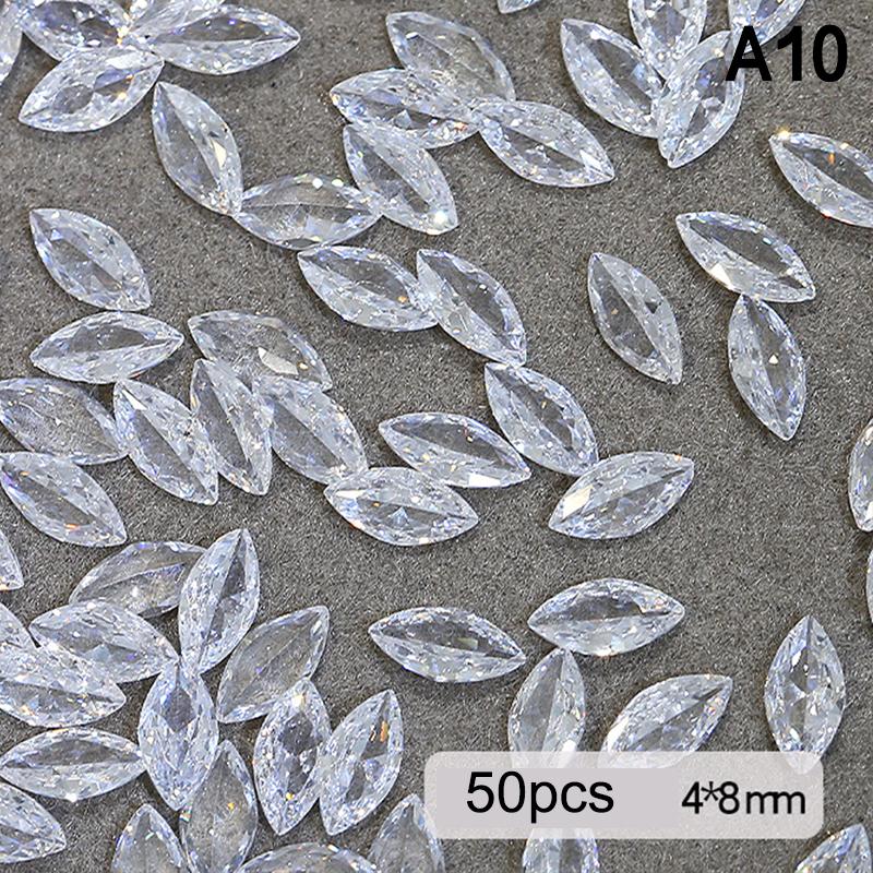 50Pcs Mini Nail  Transparent Zircon Flash Nail Art  Gems Dazzling Manicure Tip 3D Nail Art Decoration