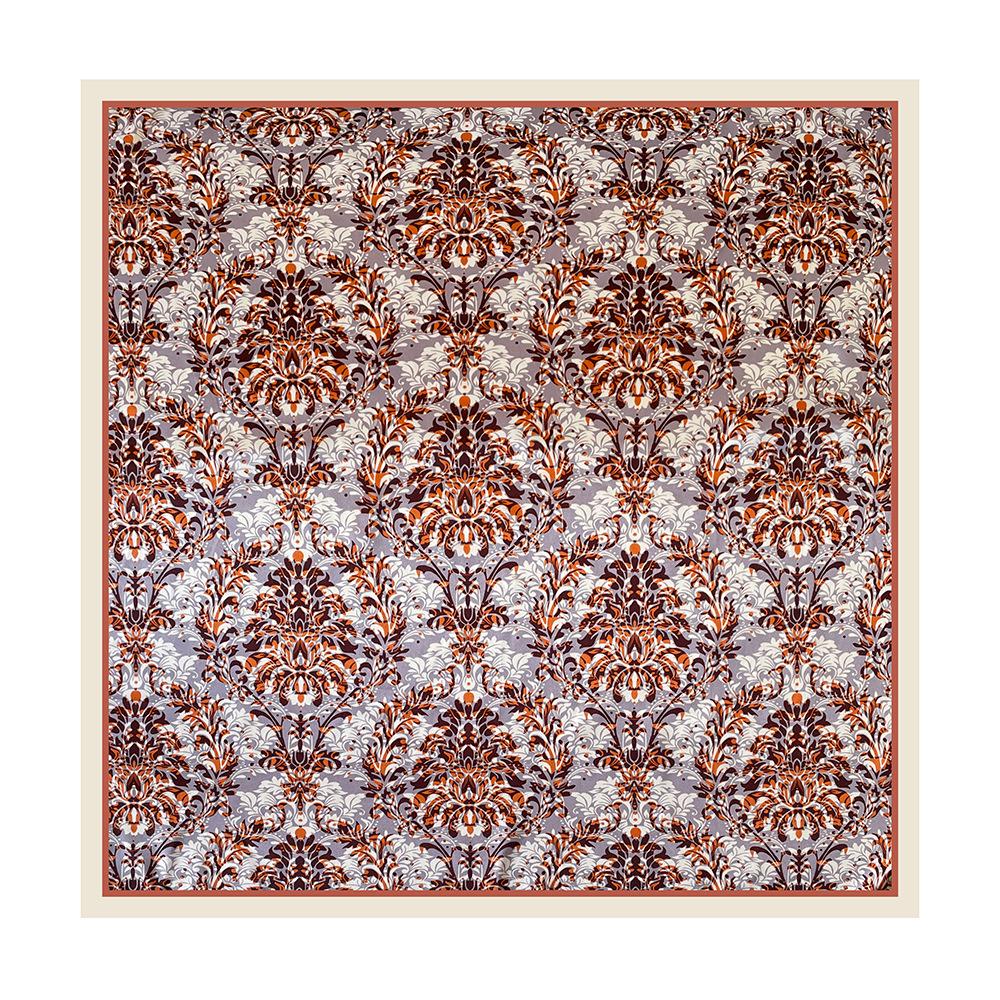 Vintage-print Silk Scarf, 90×90cm, Faux Silk Headscarf, Glossy Satin Headscarf, Head-wrapping Scarf