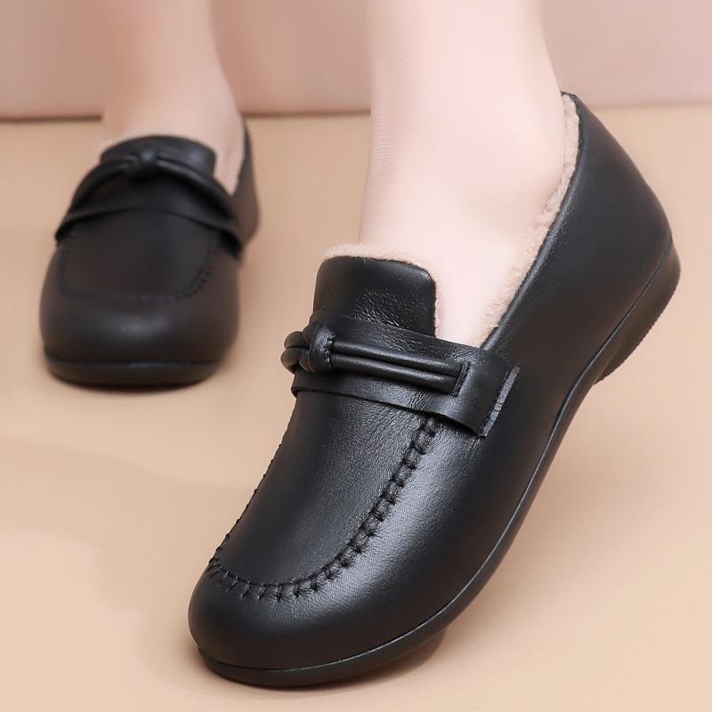 Shoes Women's Cotton Shoes Fleece Thickened Small Leather Shoes Lightweight and Comfortable Cotton Boots Warm Snow Boots One Pedal Short Boots
