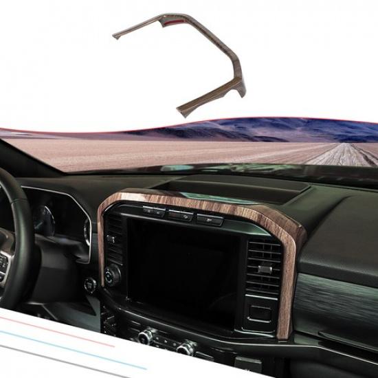 Front Central Control GPS Navigation Decor Trim For Ford F150 + Wood Grain