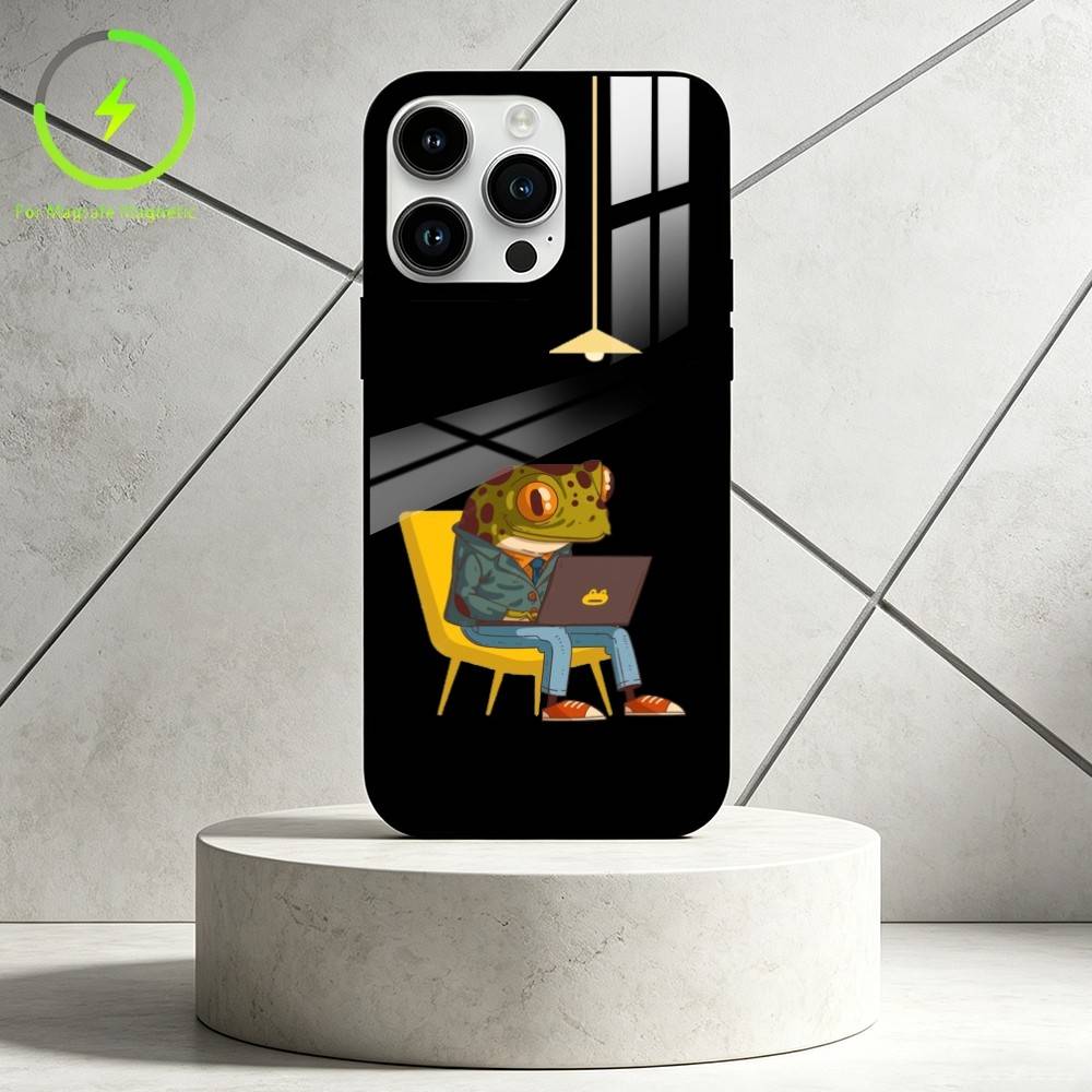 

A-Anthropomorphic frog Phone Case For iPhone 17 16 15 14 13 12 Pro Max Plus for Mirror Wireless Magnetic Cover iPhone15
