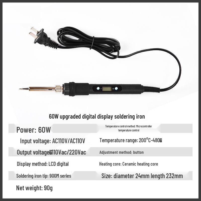 High-Power Digital Soldering Iron: Adjustable Temperature & Constant Heat Ceramic Core for Household Repair & Welding