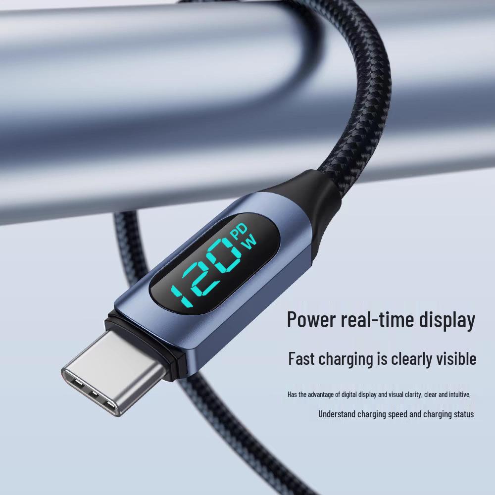 Dual Type-C 120W Fast Charging Cable for Apple 15/16 and Huawei Laptops (6A)
