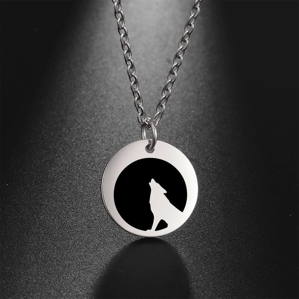 My Shape Wolf Necklace for Women Girls Animal Moon Silver Color Stainless Steel Necklaces Choker Link Chain Fashion Jewelry Gift