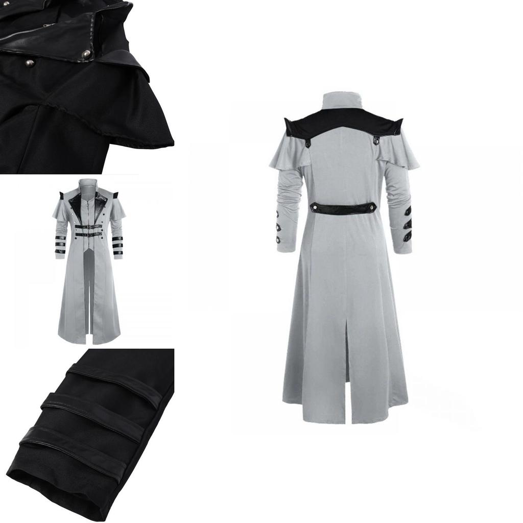 Retro Long Woolen Coat With Split Design For Stage Plays And Fashion Shoots